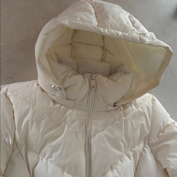 DKNY Cream Hooded Puffer Coat - Picture 2 of 16